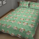 Cartoon Shih Tzu Pattern Print Quilt Bed Set