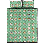 Cartoon Shih Tzu Pattern Print Quilt Bed Set