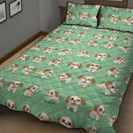 Cartoon Shih Tzu Pattern Print Quilt Bed Set