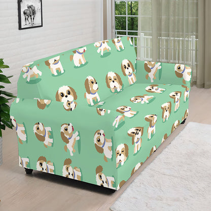 Cartoon Shih Tzu Pattern Print Sofa Cover