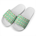 Cartoon Shih Tzu Pattern Print White Slide Sandals