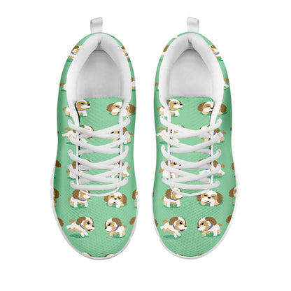 Cartoon Shih Tzu Pattern Print White Sneakers