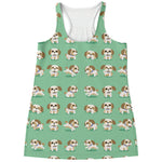 Cartoon Shih Tzu Pattern Print Women's Racerback Tank Top