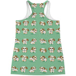 Cartoon Shih Tzu Pattern Print Women's Racerback Tank Top