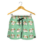 Cartoon Shih Tzu Pattern Print Women's Shorts