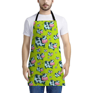 Cartoon Smiley Cow Pattern Print Apron