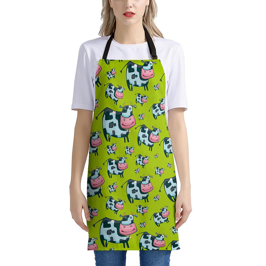 Cartoon Smiley Cow Pattern Print Apron