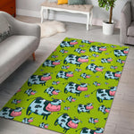 Cartoon Smiley Cow Pattern Print Area Rug GearFrost