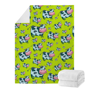Cartoon Smiley Cow Pattern Print Blanket