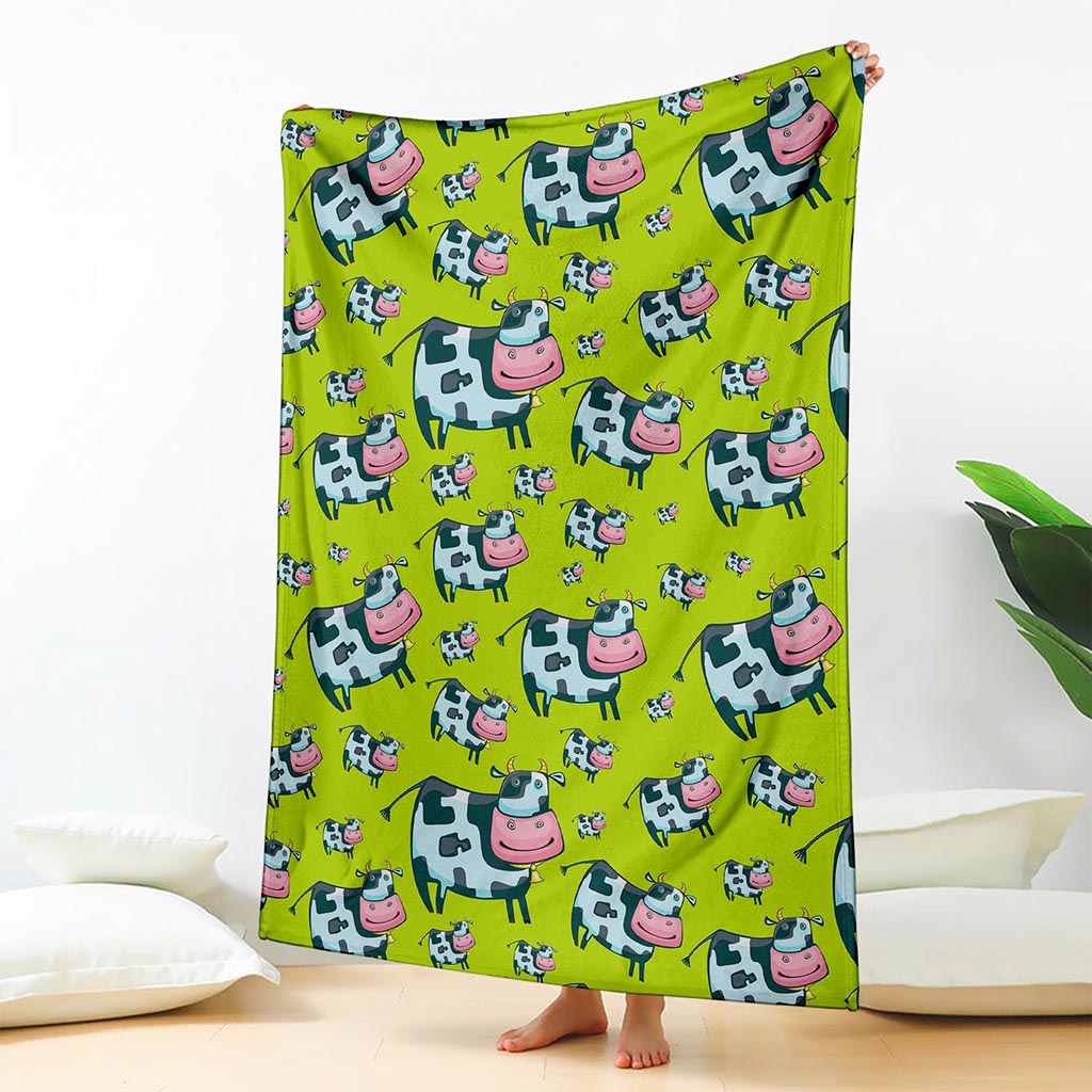 Cartoon Smiley Cow Pattern Print Blanket
