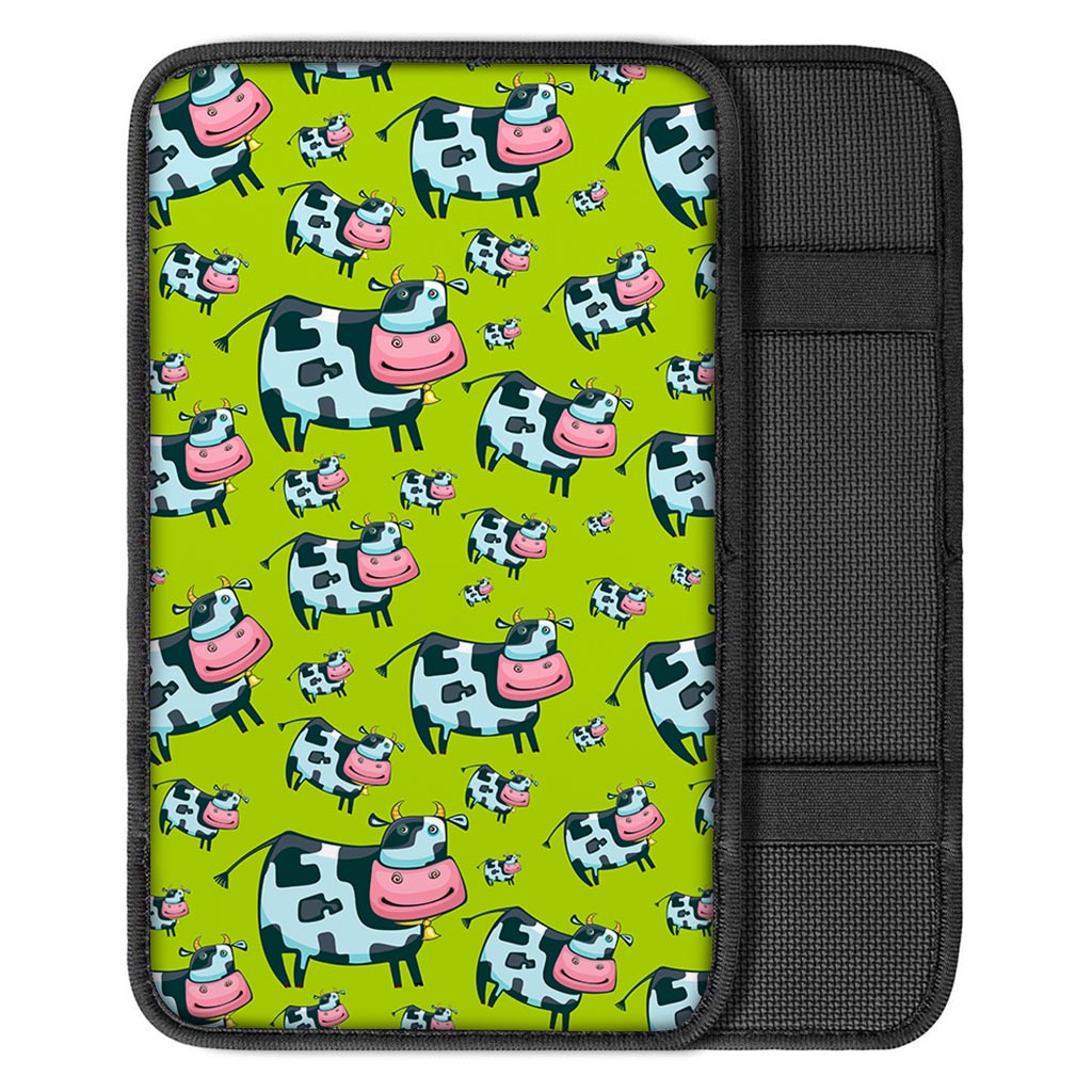 Cartoon Smiley Cow Pattern Print Car Center Console Cover