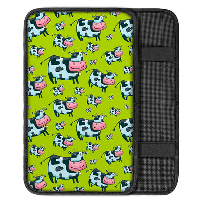 Cartoon Smiley Cow Pattern Print Car Center Console Cover