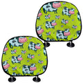 Cartoon Smiley Cow Pattern Print Car Headrest Covers