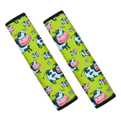 Cartoon Smiley Cow Pattern Print Car Seat Belt Covers