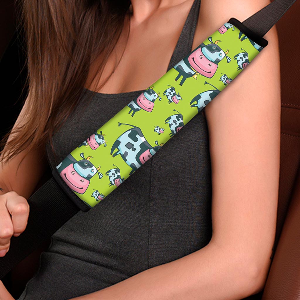 Cartoon Smiley Cow Pattern Print Car Seat Belt Covers