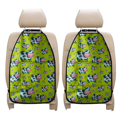 Cartoon Smiley Cow Pattern Print Car Seat Organizers