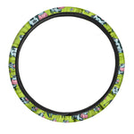 Cartoon Smiley Cow Pattern Print Car Steering Wheel Cover