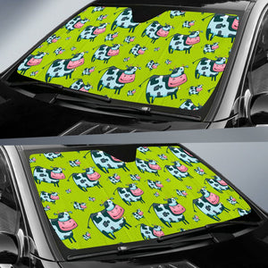 Cartoon Smiley Cow Pattern Print Car Sun Shade GearFrost