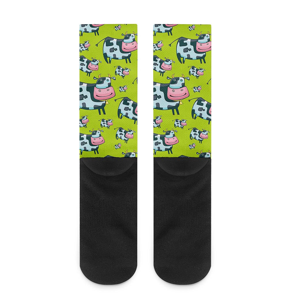 Cartoon Smiley Cow Pattern Print Crew Socks