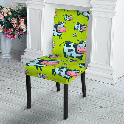 Cartoon Smiley Cow Pattern Print Dining Chair Slipcover