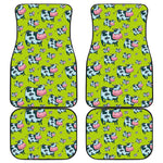 Cartoon Smiley Cow Pattern Print Front and Back Car Floor Mats