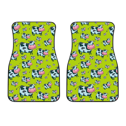 Cartoon Smiley Cow Pattern Print Front Car Floor Mats
