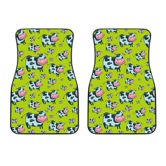 Cartoon Smiley Cow Pattern Print Front Car Floor Mats