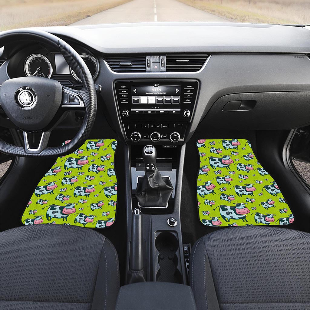 Cartoon Smiley Cow Pattern Print Front Car Floor Mats