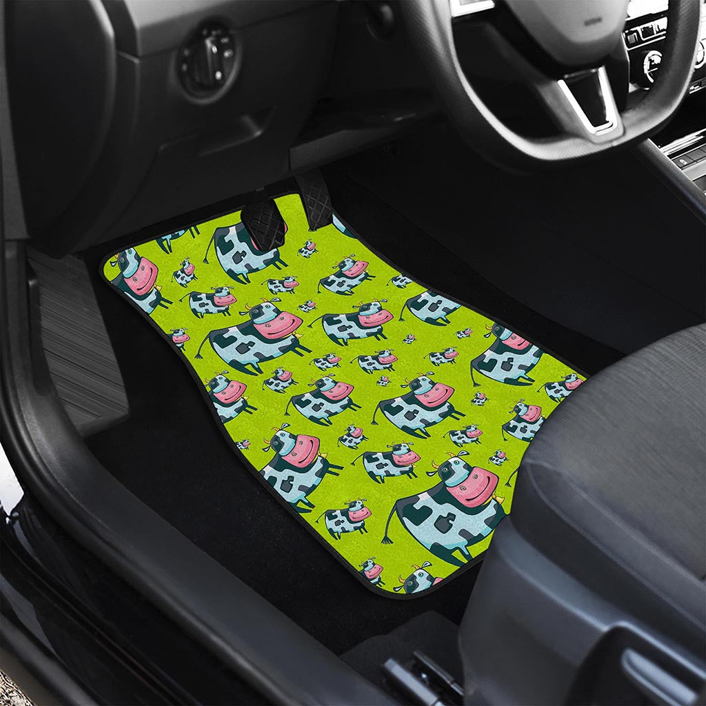 Cartoon Smiley Cow Pattern Print Front Car Floor Mats