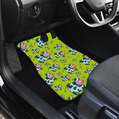 Cartoon Smiley Cow Pattern Print Front Car Floor Mats