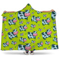 Cartoon Smiley Cow Pattern Print Hooded Blanket