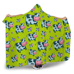 Cartoon Smiley Cow Pattern Print Hooded Blanket