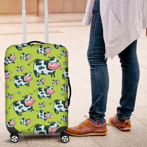 Cartoon Smiley Cow Pattern Print Luggage Cover GearFrost