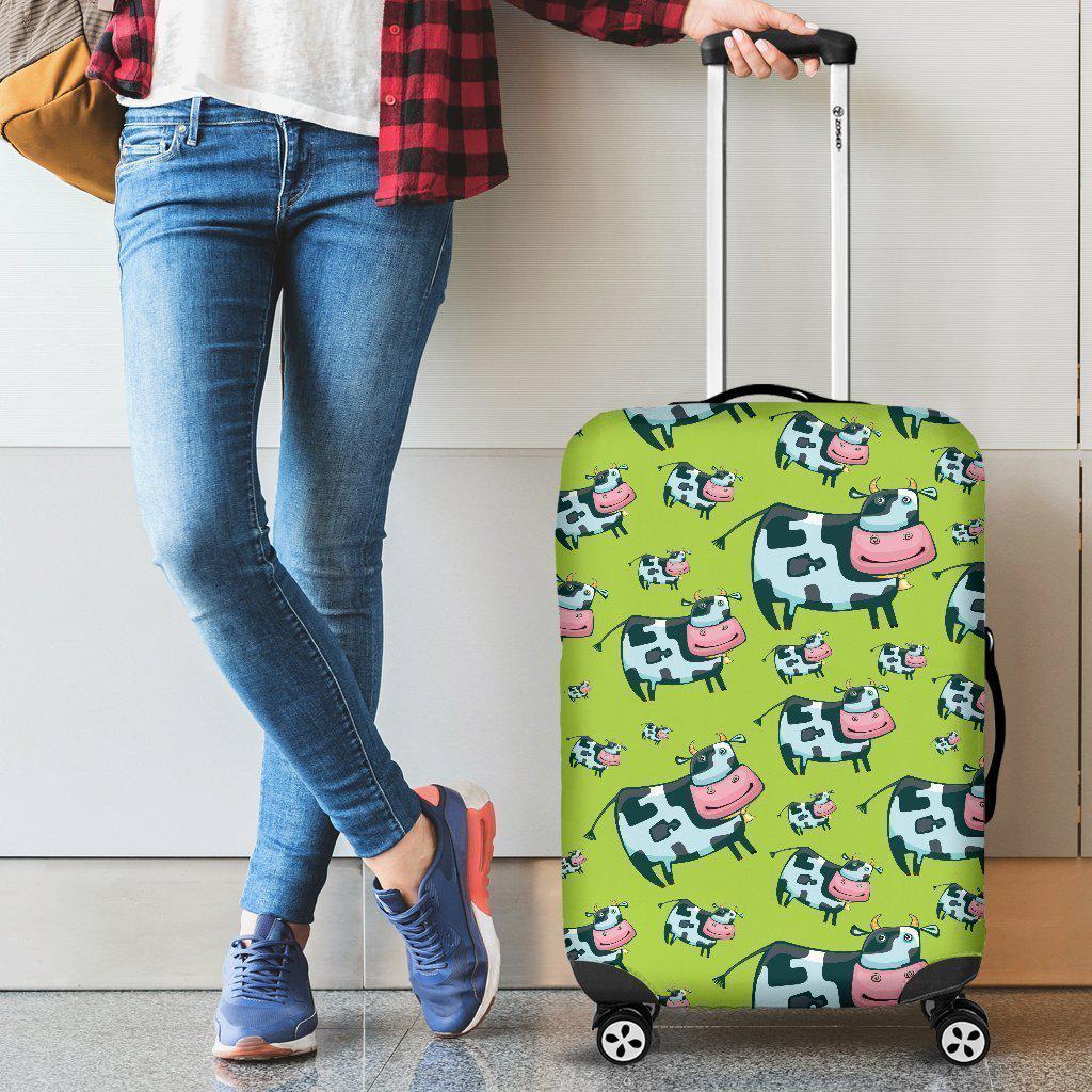 Cartoon Smiley Cow Pattern Print Luggage Cover GearFrost