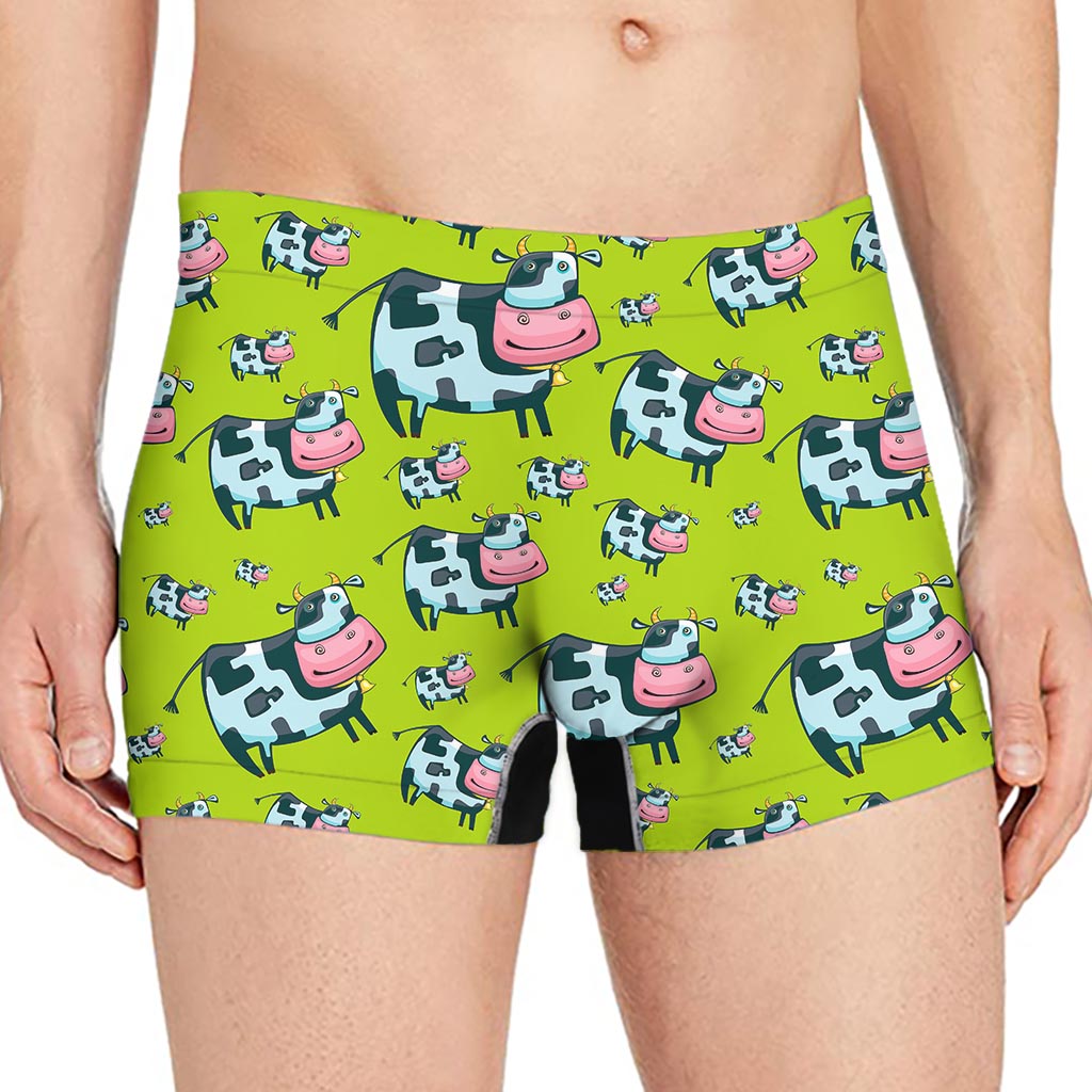 Cartoon Smiley Cow Pattern Print Men's Boxer Briefs