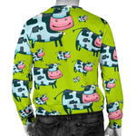 Cartoon Smiley Cow Pattern Print Men's Crewneck Sweatshirt GearFrost