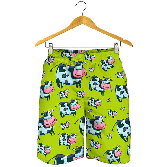 Cartoon Smiley Cow Pattern Print Men's Shorts