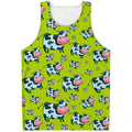 Cartoon Smiley Cow Pattern Print Men's Tank Top