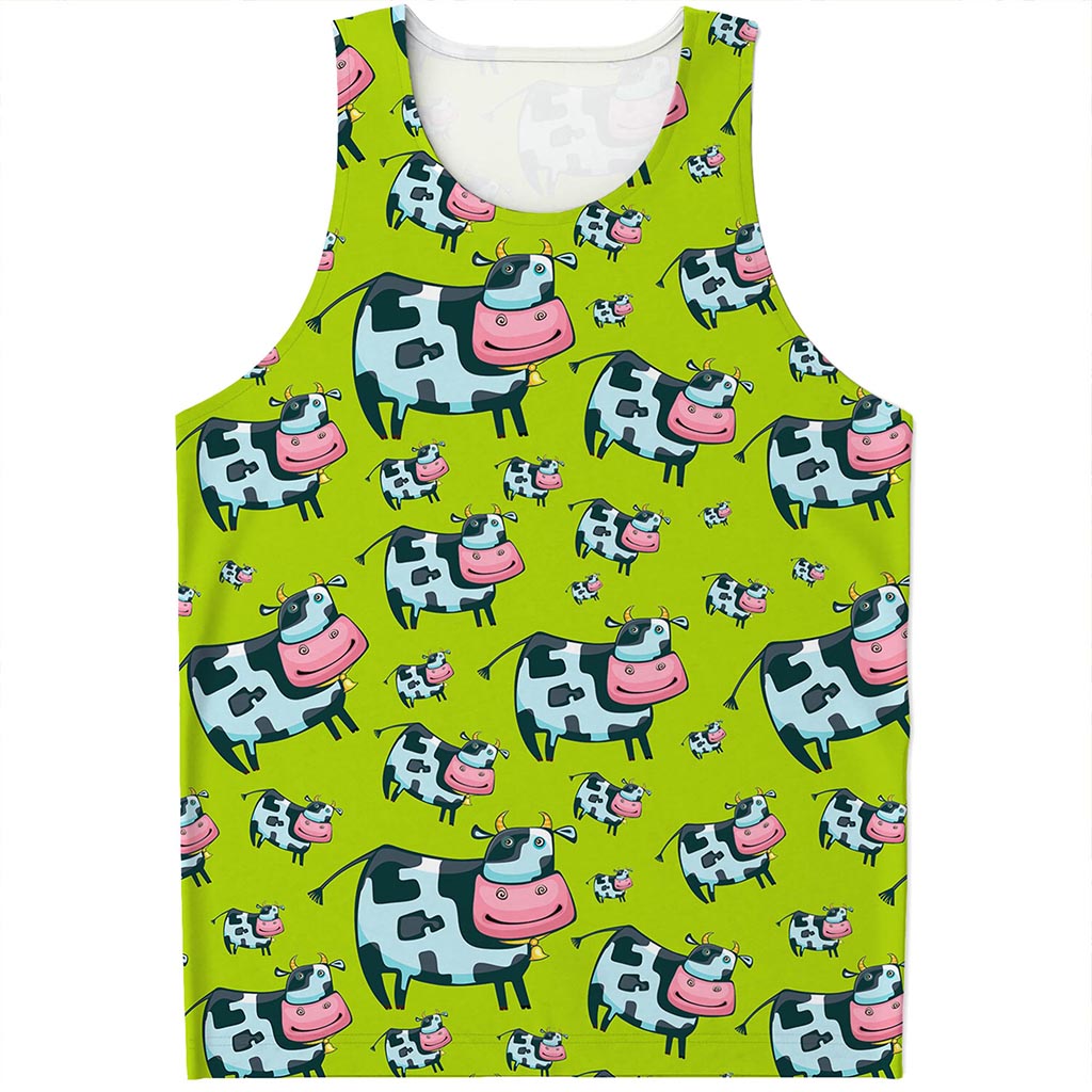 Cartoon Smiley Cow Pattern Print Men's Tank Top