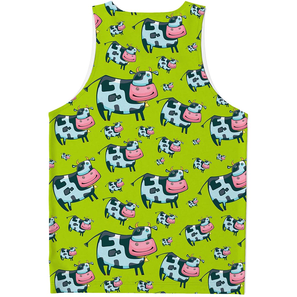 Cartoon Smiley Cow Pattern Print Men's Tank Top