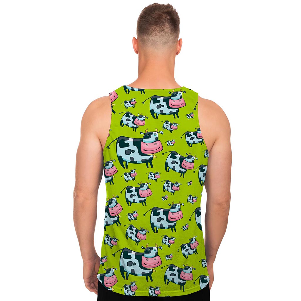 Cartoon Smiley Cow Pattern Print Men's Tank Top