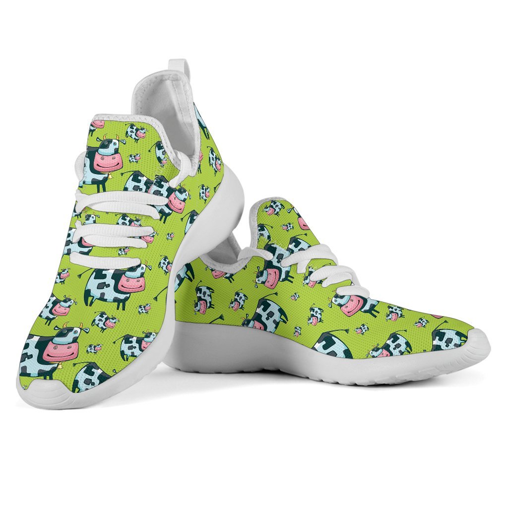 Cartoon Smiley Cow Pattern Print Mesh Knit Shoes GearFrost