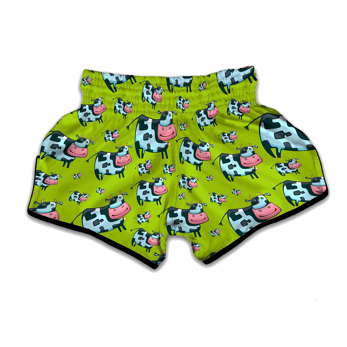 Cartoon Smiley Cow Pattern Print Muay Thai Boxing Shorts