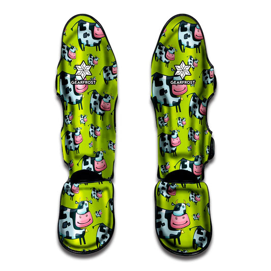 Cartoon Smiley Cow Pattern Print Muay Thai Shin Guard