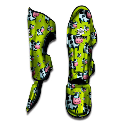 Cartoon Smiley Cow Pattern Print Muay Thai Shin Guard