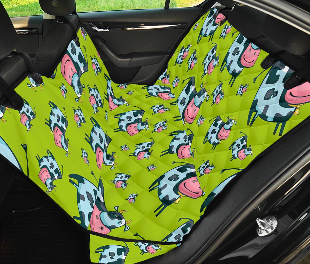 Cartoon Smiley Cow Pattern Print Pet Car Back Seat Cover