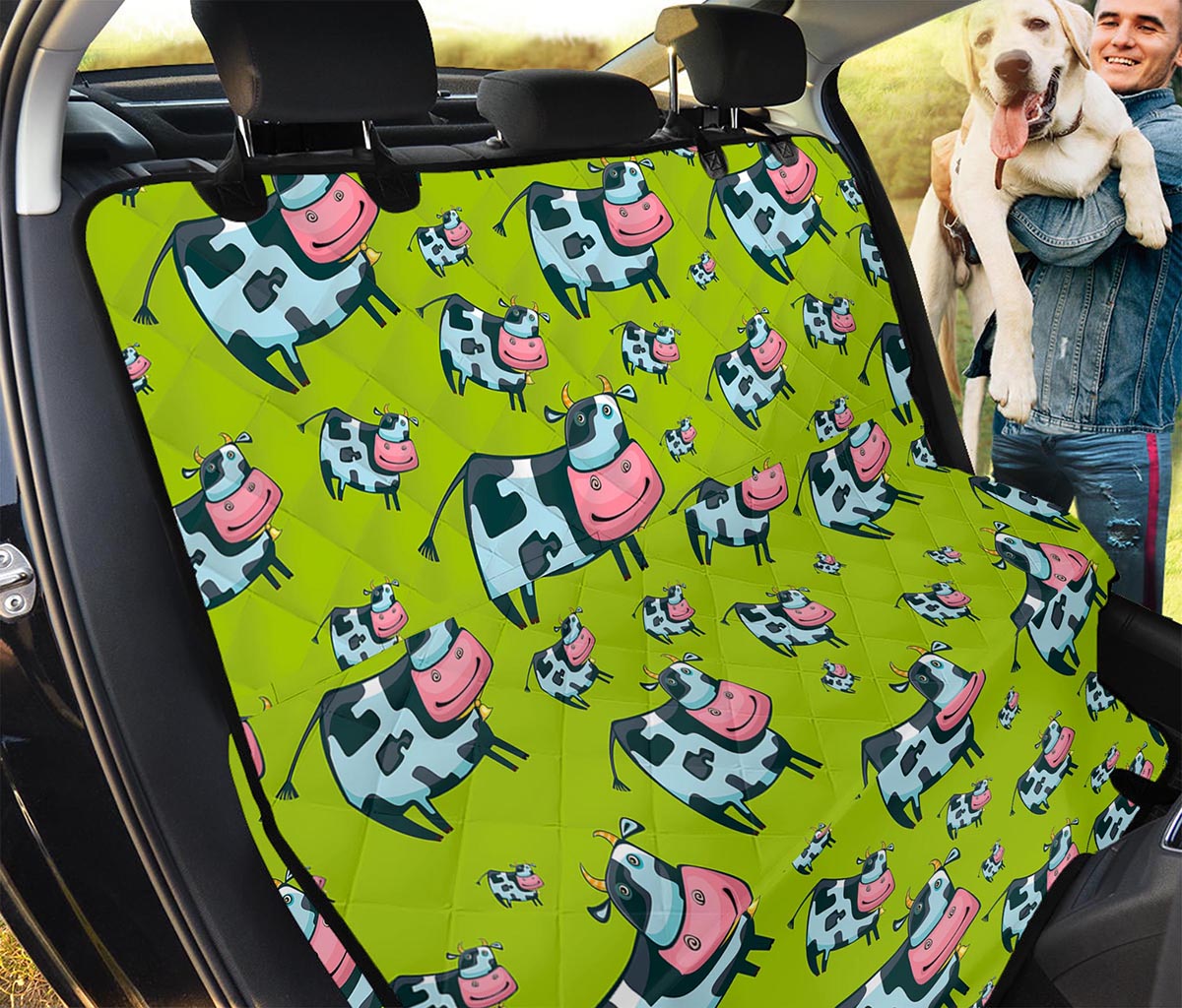 Cartoon Smiley Cow Pattern Print Pet Car Back Seat Cover