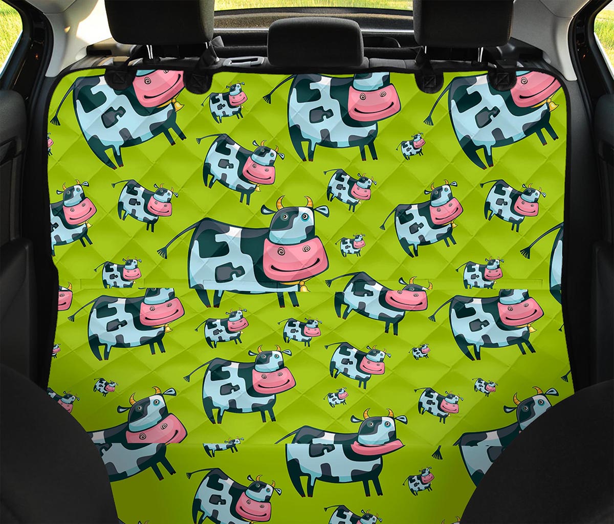 Cartoon Smiley Cow Pattern Print Pet Car Back Seat Cover