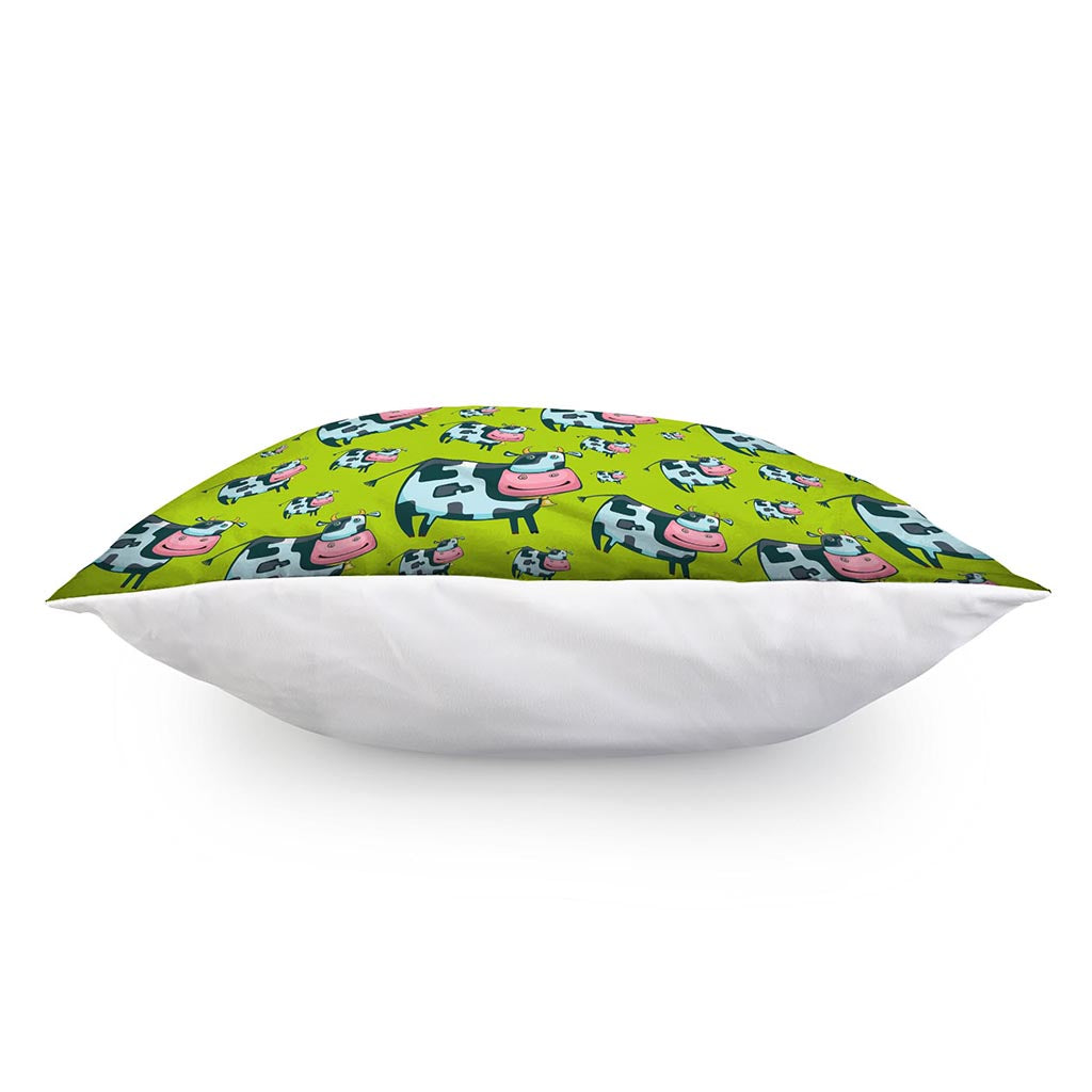 Cartoon Smiley Cow Pattern Print Pillow Cover