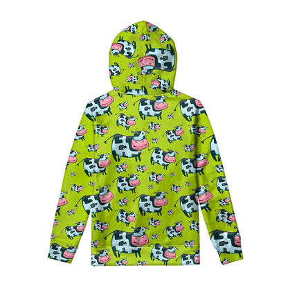 Cartoon Smiley Cow Pattern Print Pullover Hoodie